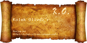 Kolek Olivér névjegykártya